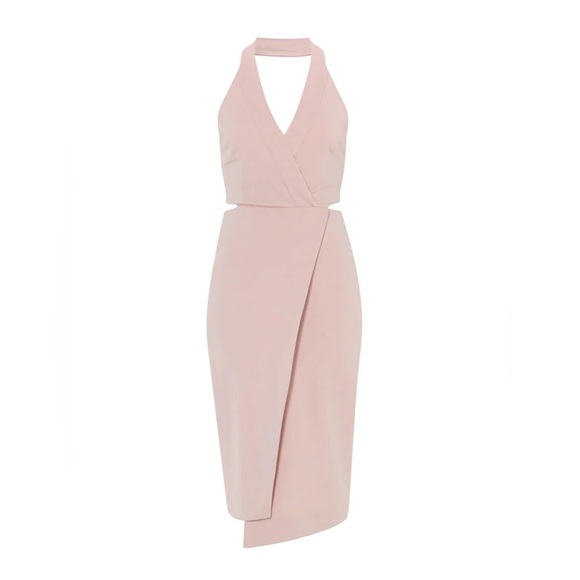 Nicholas $293 Ponti Halter Wrap Dress in Pale Pink - Picture 2 of 5